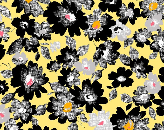 Quilting Treasures Nadine Packed Floral Yellow Premium Quality 100% Cotton Fabric (QT1213KK)
