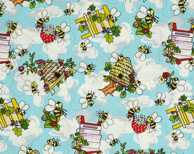Fabri-Quilt Krazy Kritters Bees Premium Quality 100% Cotton Fabric (FQ80)