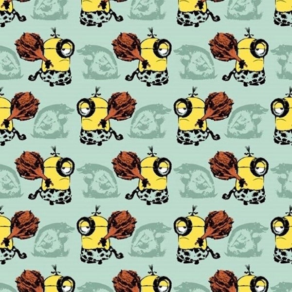 Quilting Treasures Despicable Me Cro Minions Cave Minions Blue Premium Quality 100% Cotton Fabric by The Yard. (M1)