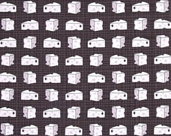 Quilting Treasures Say Cheese Cheese Charcoal", Linen Premium Quality 100% Cotton Fabric (QT1147KK)