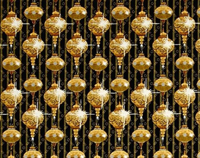 Quilting Treasures A Golden Holiday Ornaments Golden Yellow Premium Quality 100% Cotton Fabric (QT705)