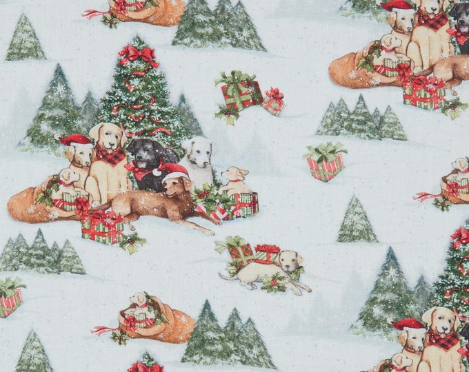 Springs Creative Christmas Dogs in Snow Premium Quality 100% Cotton Fabric (SC235BB)