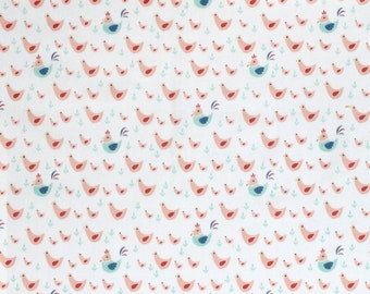Camelot Fabrics Cluck Moo Oink Chickens Peach Premium Quality 100% Cotton Fabric (CA1158)