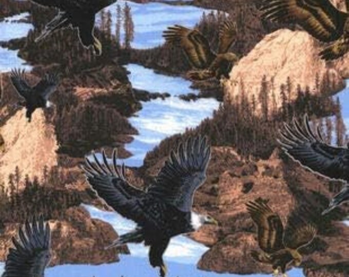 Novelty Prints Eagles Flying from Cliffs Premium Quality 100% Cotton Fabric (M19KK)