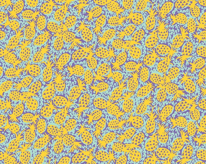 Quilting Treasures Marlena Pineapples Blue Premium Quality 100% Cotton Fabric (QT922)