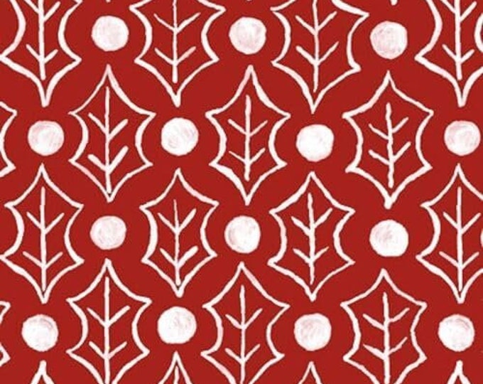 Susybee Christmas Collection Holly Leaves Red Premium Quality 100% Cotton Fabric (SB74)