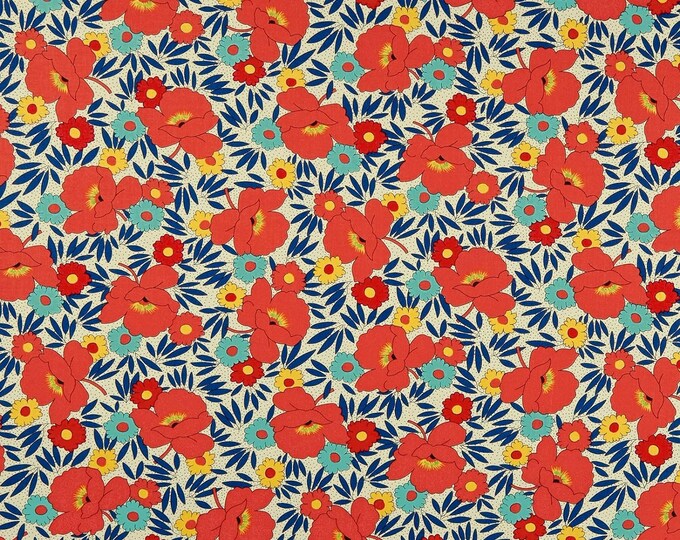 Quilting Treasures Harlow Floral & Leaf Coral Premium Quality 100% Cotton Fabric (QT851)