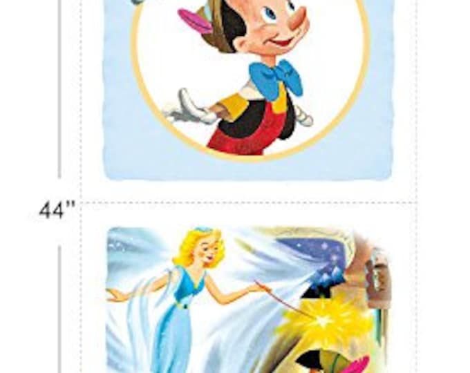 Disney Pinocchio Fabric 18" Panel Camelot 100% Cotton fabric by the panel  (CA778)