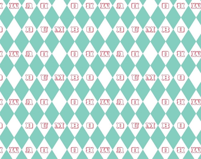 Camelot Fabrics Dumbo in The Circus - Vintage Argyle Color Turquoise Premium Quality 100% Cotton Fabric (CA336KK)