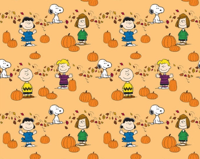 Springs Creative Peanuts Pumpkin Patch Snoopie in Orange Premium Quality 100% Cotton Fabric (TT1220SC)