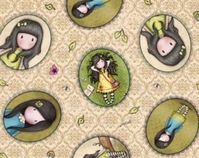 Quilting Treasures Birds of a Feather Girl Patches Santoro Gorjuss Beige Premium Quality 100% Cotton Fabric (QT456AA)