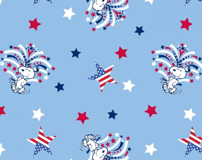 Springs Creative Patriotic Peanuts Snoopy Star Spangled Blue Premium Quality 100% Cotton Fabric (SC9XX)