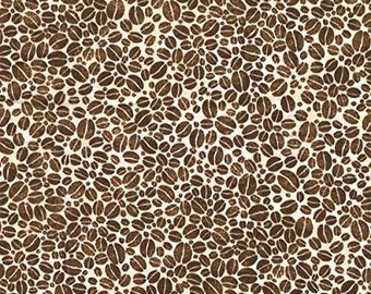 Timeless Treasures Bean Food Novelty Coffee Beans Premium Quality 100% Cotton Fabric (TT719)
