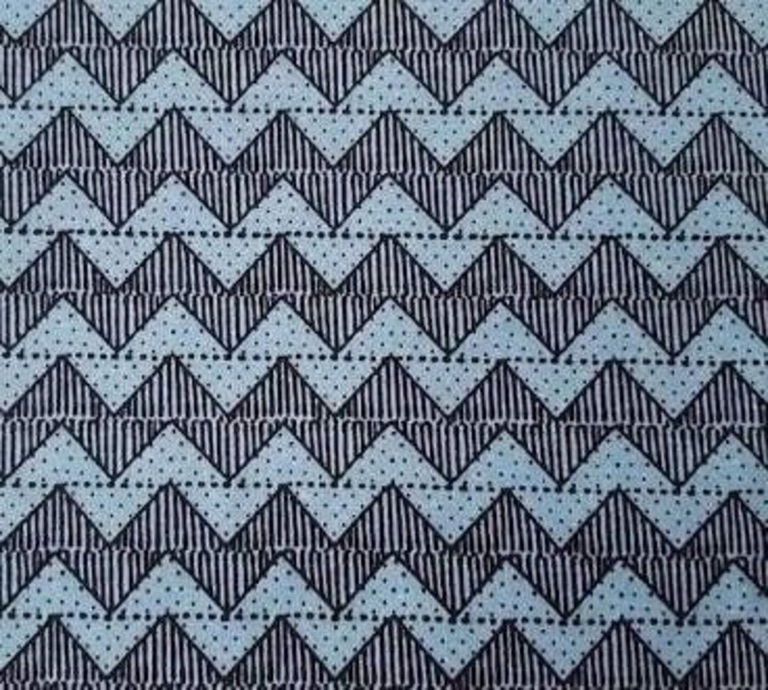 Quilting Treasures Geometric Zig-zag Lines & Dots in Blue Premium