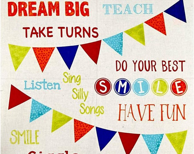 Timeless Treasures Playroom Rules 23.5In Panel, Ivory. Premium Quality 100% Cotton Fabric by the Panel (TT670)