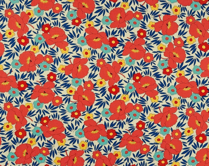 Quilting Treasures Harlow Floral & Leaf Coral Premium Quality 100% Cotton Fabric (QT1172KK)