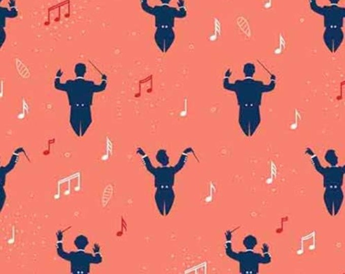 Quilting Treasures Melodie Conductors Music Coral Premium Quality 100% Cotton Fabric (QT732)