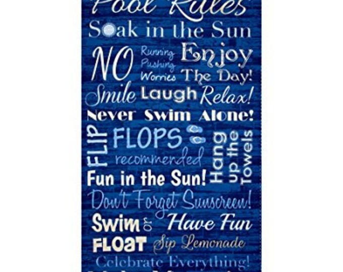 Timeless Treasures Blue Pool Rules 24 in. Panel Fabric (TT686)