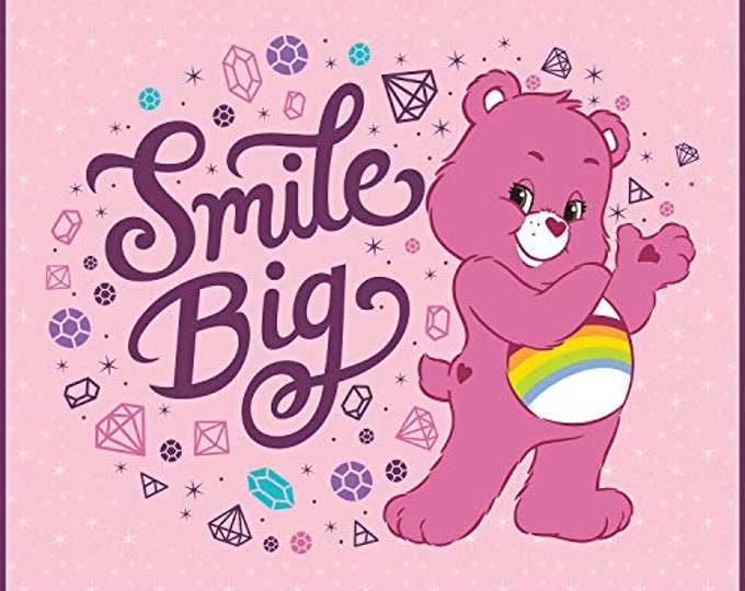 Care Bear Smile Big in Pink 35" Panel Camelot 100% Cotton fabric by the panel  (CA973)