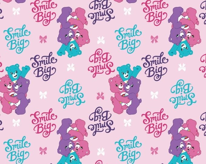 Camelot Fabrics Care Bear Sparkle & Shine Smiles in Pink Premium Quality 100% Cotton Fabric (CA970)