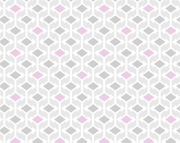 Springs Creative Group Concord House Harper Diamonds Fabric, 43 x 44, Pink Mist Premium Quality 100% Cotton Fabric (SC1434)