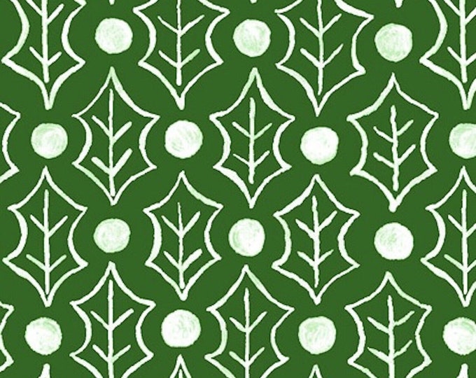 Susybee Christmas Collection Holly Leaves Green Premium Quality 100% Cotton Fabric (SB73)