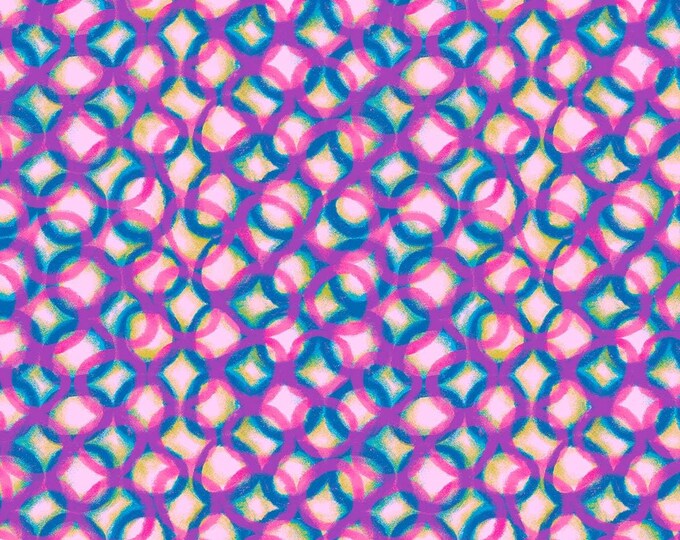 Quilting Treasures Mirage Interlocking Circles Pink Premium Quality 100% Cotton Fabric (QT1251KK)