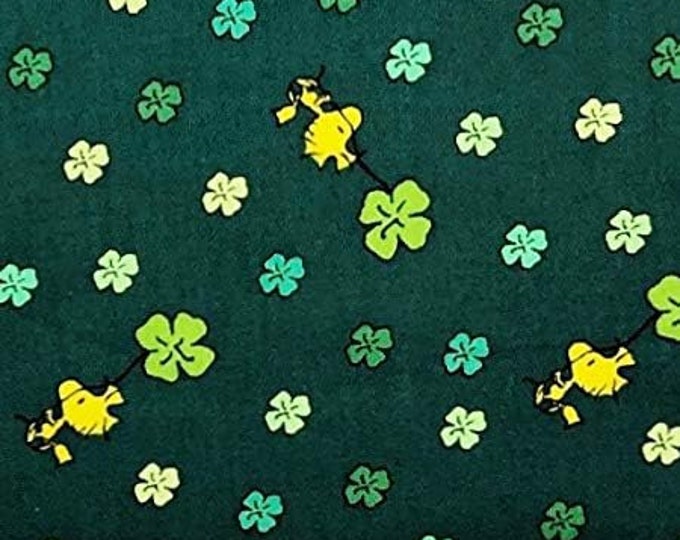 Springs Creative Lucky Woodstock 4-Leaf Clovers on Dark Green Premium Quality 100% Cotton Fabric (TT881SC)