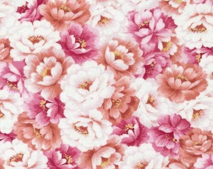 Fabri-Quilt Bristol Packed Roses Pink Premium Quality 100% Cotton Fabric (FQ98)