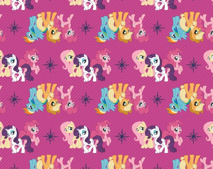 Camelot Fabrics My Little Pony MLP Friends in Magenta Premium Quality 100% Cotton Fabric (CA651)