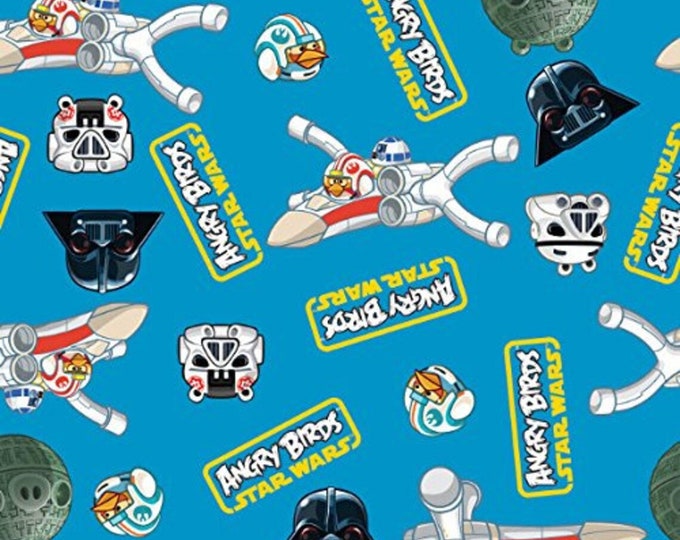 Camelot Fabrics Flannel Angry Birds Star Wars Blue Premium Quality 100% Cotton Fabric (CA1052)