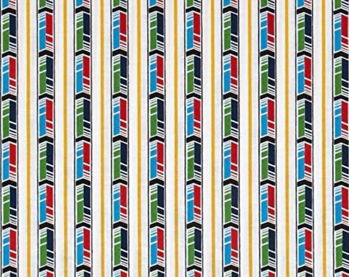 Quilting Treasures Fast Friends! Stripe White Premium Quality 100% Cotton Fabric (QT79)