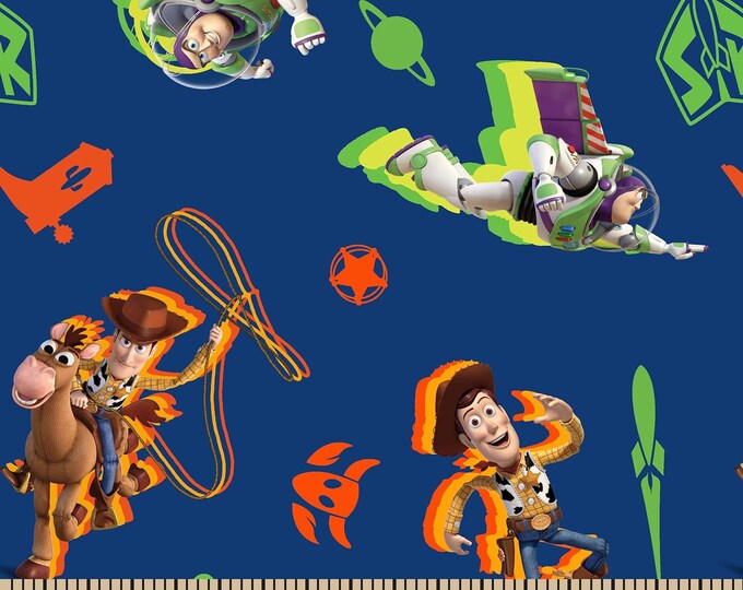 Springs Creative Toy Story 4 Buzz and Woody Toss Premium Quality 100% Cotton Fabric (SC58XX)