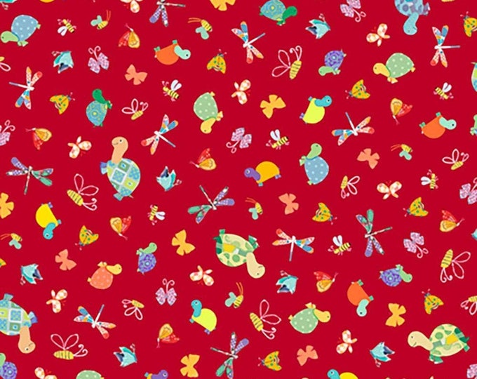 Quilting Treasures Slow Poke Red Turtles and Bugs Premium Quality 100% Cotton Fabric (QT980)