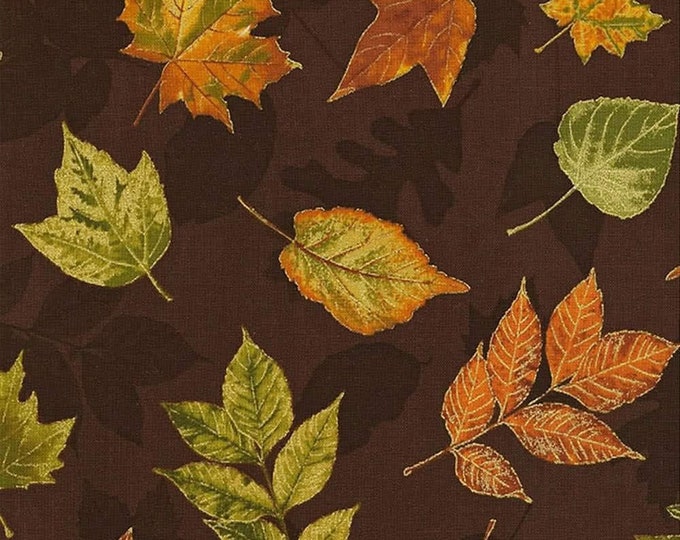 Timeless Treasures Fabrics Autumn Palette Brown Falling Leaves Premium Quality 100% Cotton Fabric (TT1036)