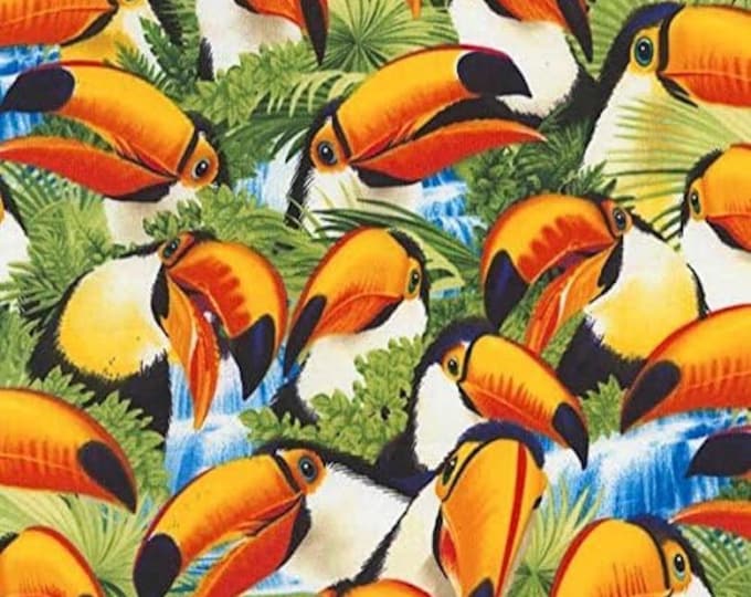 Timeless Treasures Tropical Toucan Bird Selfies Packed - Premium Quality 100% Cotton Fabric (TT310)