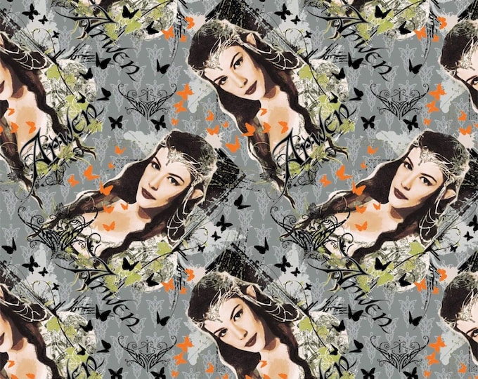 Camelot Fabrics Lord of The Rings ll Arwen in Gray Premium Quality 100% Cotton Fabric (CA1123)