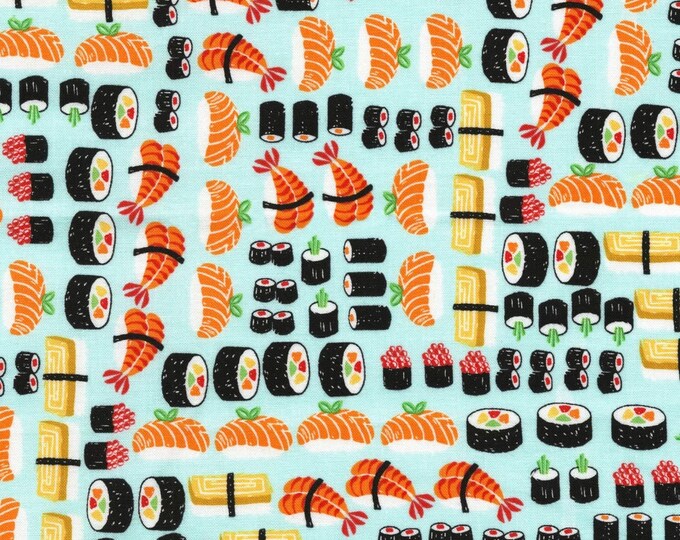 Timeless Treasures Sushi Light Teal Premium Quality 100% Cotton Fabric (TT1218KK)