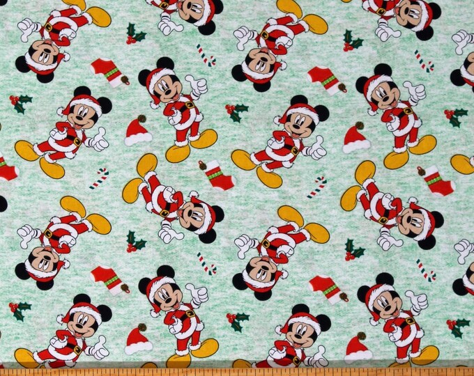 Springs Creative Mickey Christmas Heather Stockings Santa Green Premium Quality 100% Cotton Fabric (TT1029SC)