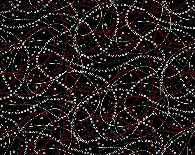 Quilting Treasures All That Glitters Metallic Garlands Black Premium Quality 100% Cotton Fabric (QT378)