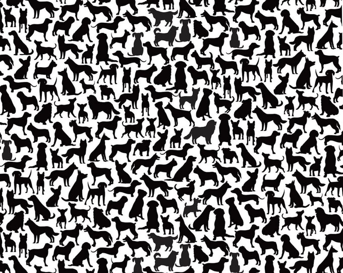 Timeless Treasures Shadow Dogs Black/White Premium Premium Quality 100% Cotton Fabric (TT9XX)