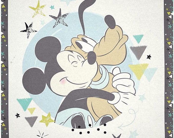 Disney Mickey Mouse and Pluto Panel 36"  Springs Creative 100% cotton 43" wide fabric Sold by the Panel (SC1160)