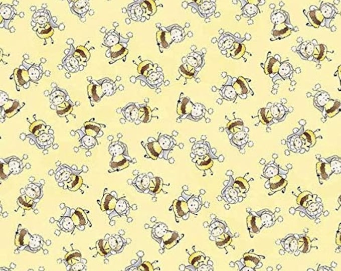 Timeless Treasures Bunnies by The Bay Little Star Yellow Baby Bees Premium Quality 100% Cotton Fabric (TT1028)