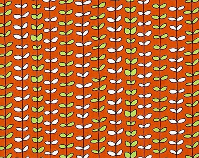 Quilting Treasures House On The Hill Leaf Stripe Orange Premium Quality 100% Cotton Fabric (QT1152KK)