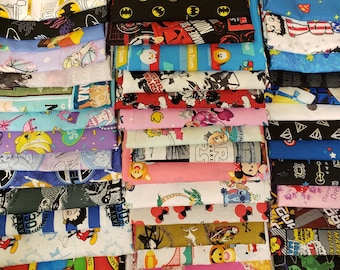 4 yards bundle of Disney, Marvel, Princess, Super Hero, TV Cartoon 100% cotton fabric