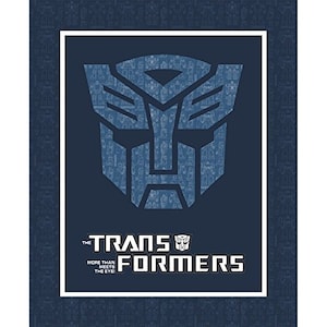 May include: A blue and white graphic of the Transformers logo with the text "The Transformers, More Than Meets The Eye!"