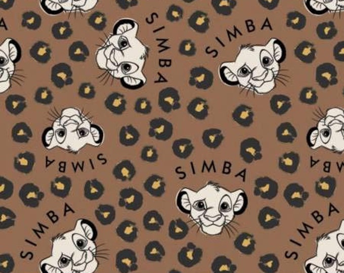 Disney Cute & Wild Simba Leopard Print Brown Premium Quality 100% Cotton Sold by The Yard. (CA481KK)