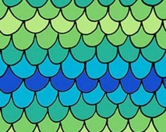 Quilting Treasures House on The Hill Scallops Blue Green Premium Quality 100% Cotton Fabric (QT714)