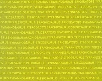 Prehistoric Pals Dinosaur Names Green Premium Quality Robert Kaufman 100% cotton fabric by the yard  (RK411KK)