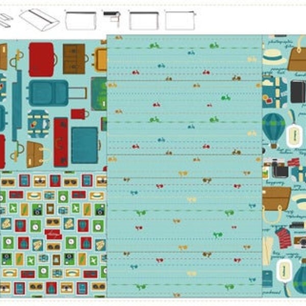 Slow Travel Pattern Panel for Bags Stof 100% Cotton Fabric by The Panel 23" (BQ17)